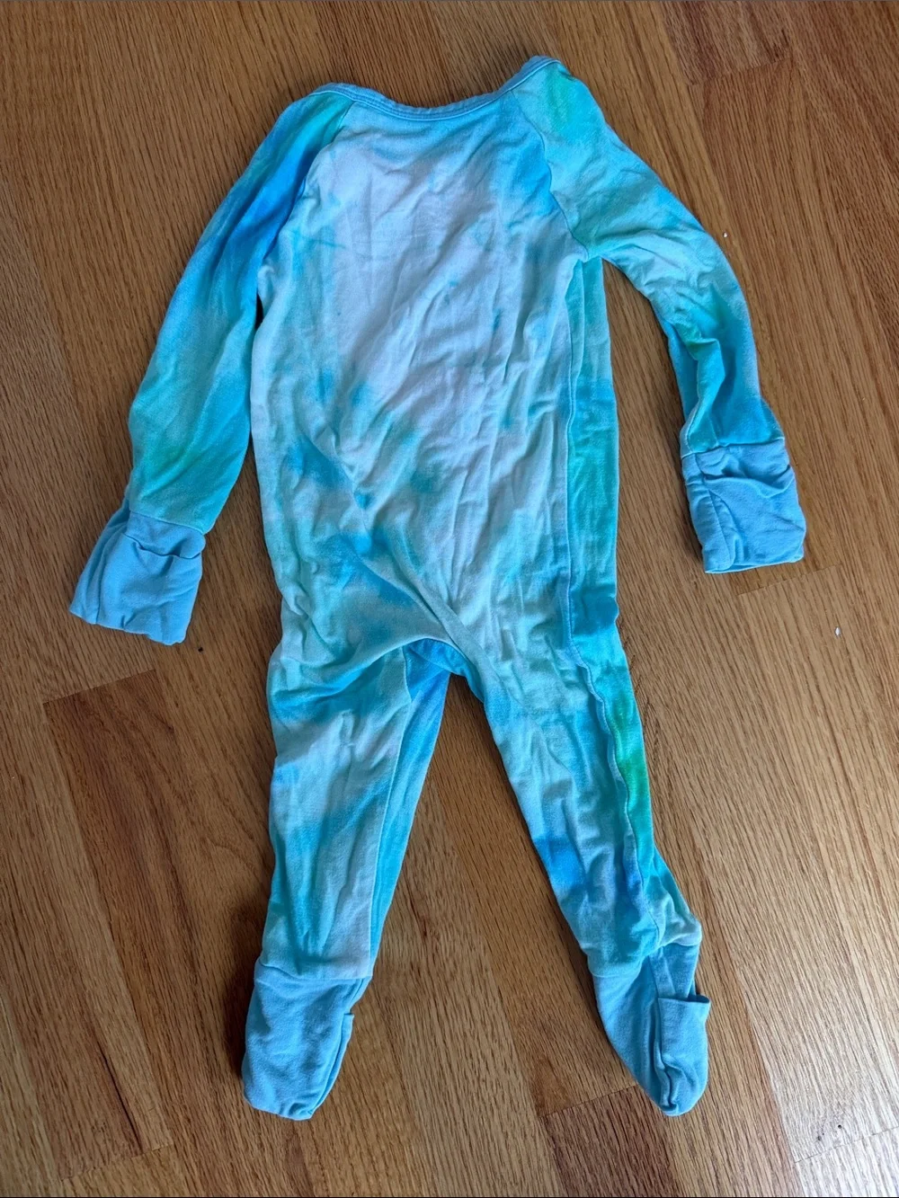 Little Sleepies Blue Tie-Dye Zipper Footie
